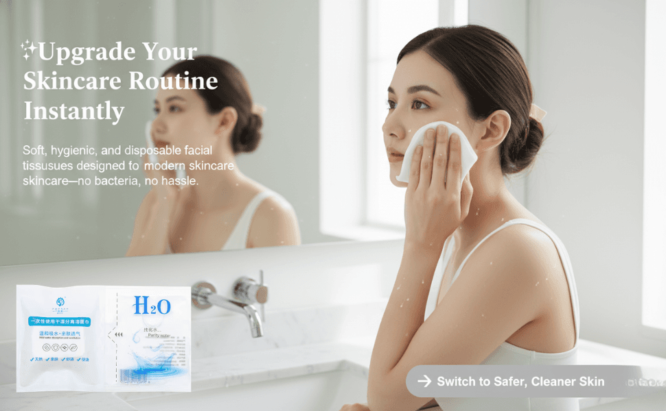 Facial Cotton Tissue Disposable Face Cloth 5 PCS – Soft Dual-Use Wet & Dry Cleaning Towels, Makeup Remover Wipes, Skin-Friendly Hygienic Facial Cleansing Tissue for Daily Skincare