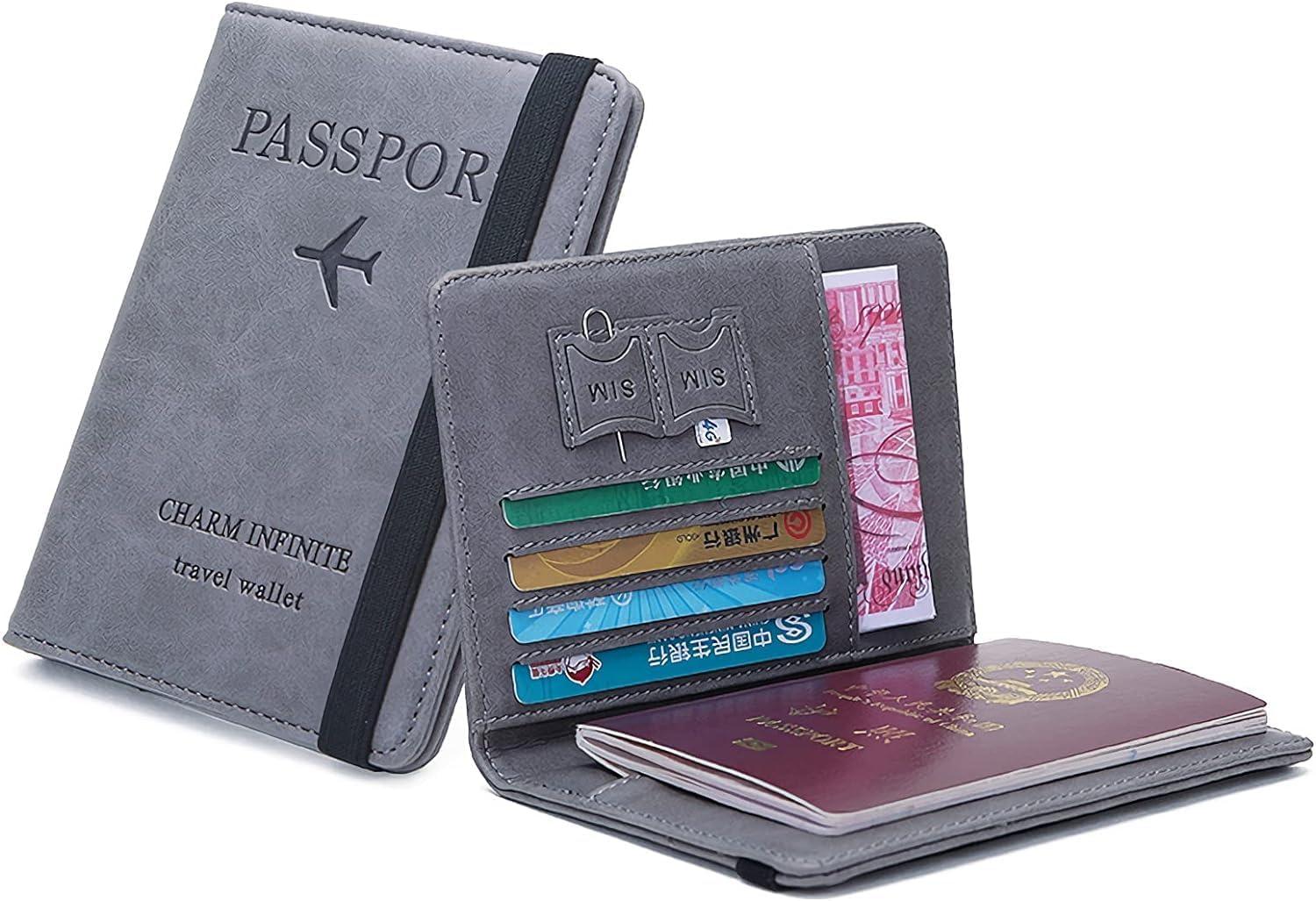 Genuine Leather Passport Holder, Travel Wallet with 8 Slots for Debit/Credit Card, 1 Passport Slot, 1 Transparent ID Window and 1 Coin Pocket
