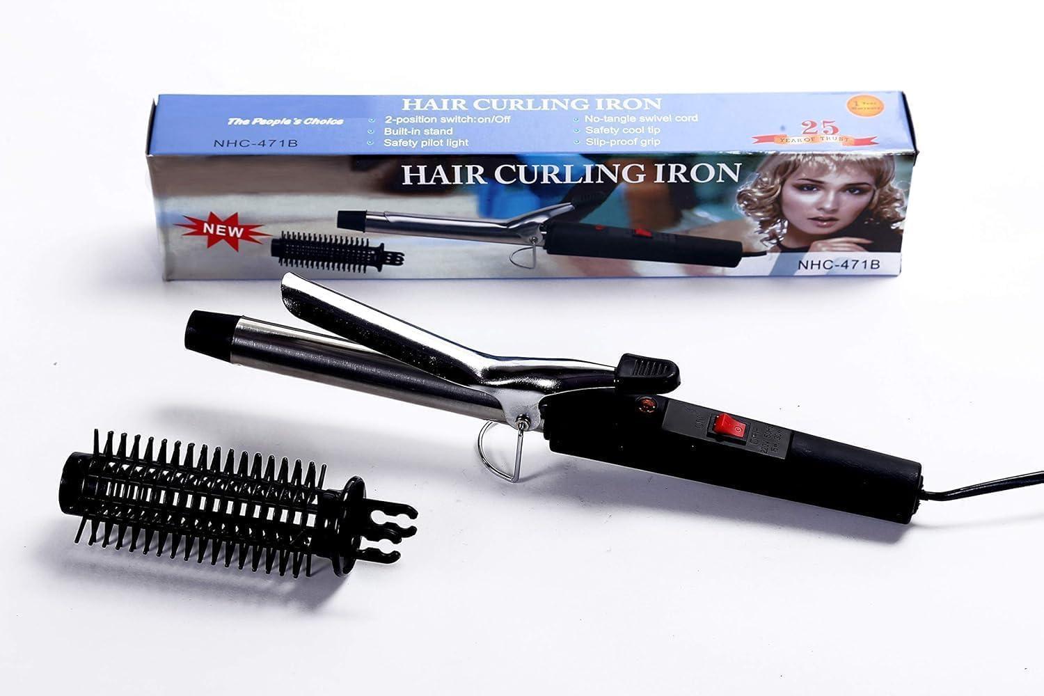 Hair Curling Iron NHC-471B with Brush Attachment, Black