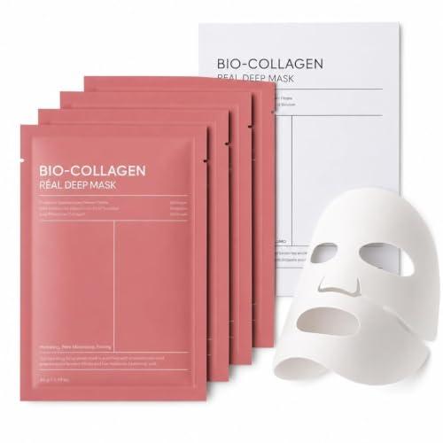 Bio Collagen Deep Collagen Night Mask Hydrating Overnight Hydrogel Korean Glass Skin Mask For Deep Hydration Wrapping Peel Off Facial Mask Pack (Pack of 4)