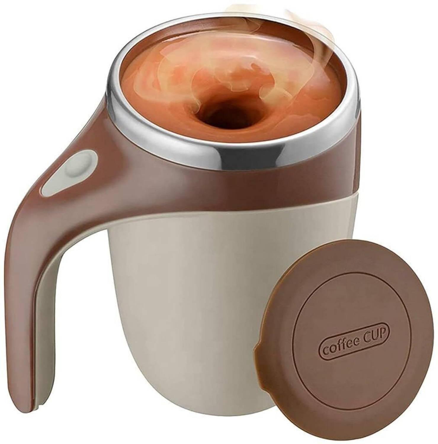 Self Stirring with Lid Automatic Magnetic Stirring Coffee Cup Stainless Steel Coffee Mug