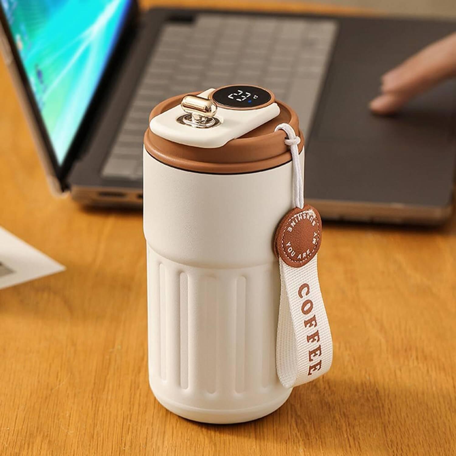 aptetit FANCY COFFEE MUG WITH TEMPERATURE DISPLAY 420 ML Stainless Steel Coffee Mug