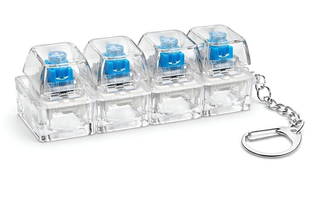 Mechanical Keyboard Switch Tester, 4-Key Clear Acrylic with Keychain