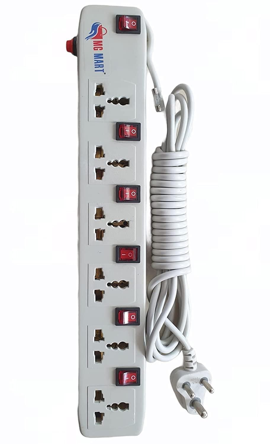 Risk Free 6 Switch Socket, Extension Board Spike Guard LED Indicator All Socket are Detachable, Surge Safe Indicator. Original Accessories. 5 AMP 6 Socket with Switch, 5 Yard Long Cable