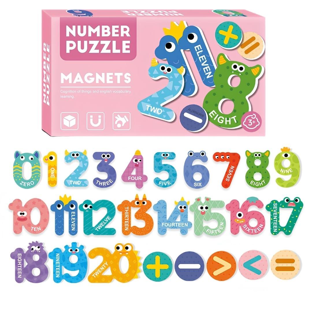 Magnetic Number Puzzle Set for Kids 0–20 with Math Symbols | Educational Maths Learning Toy for Counting, Number Recognition & Preschool Learning | Early Learning Toy for Kids 3+ Years.