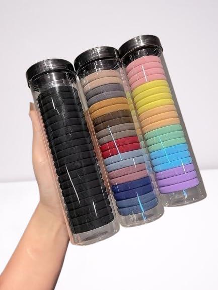 60 Pieces Premium Multicolor Rubber Band Set for Girls & Women in Storage Tube – Thick No-Slip Elastic Hair Band for Women, Daily Use Hair Accessories, Strong Ponytail Rubber Bands, Soft Stretchable Hair Bands for School, Gym, Party & Office Styling
