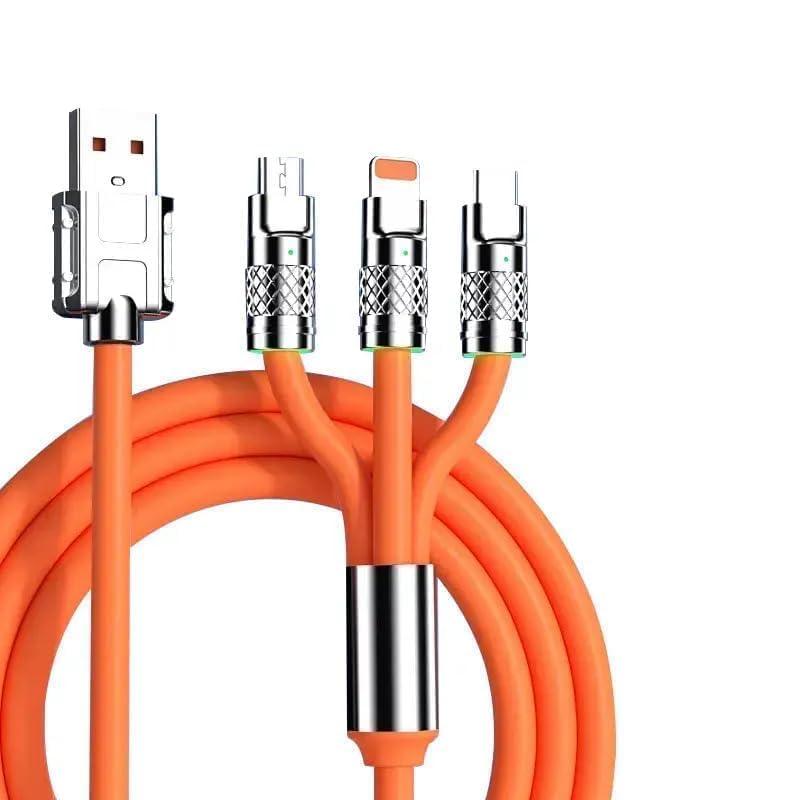 120 Watt 3-in-1 Magnetic Charging Cable, Fast Charging USB Cable with USB-C, Lightning & Micro USB Connectors, Data Sync Charger Cord for iPhone, Android Phones, Tablets & More