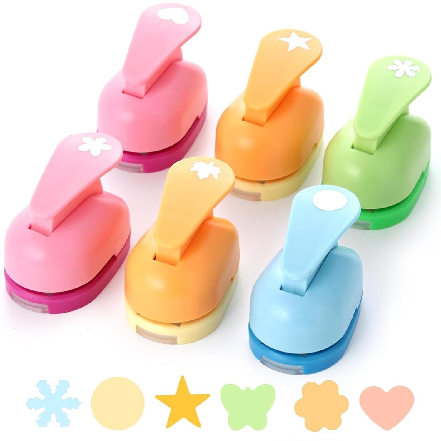 LoveInUSA Punch Craft Set, 6PCS 1 Inch Hole Punch Shapes Hole Puncher for Crafts Paper Punches Decorative Snowflake Star Circle Hole Puncher for DIY Handmaking Crafting Scrapbook