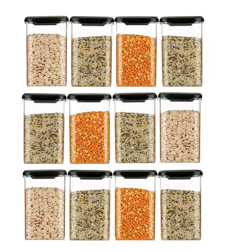 Kitchen Accessories Items | 1100 ML Square Airtight Storage Jar and Container Organizer | Kitchen containers Set | Plastic containers for Home and Kitchen Storage Boxes Set of 6