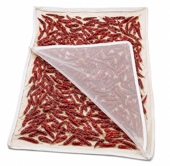 Food Drying Mesh Net 73 x 91 cm | Reusable Sun Drying Net for Red Chilli, Papad, Vegetables, Fruits & Herbs | Fine Mesh Dust Proof Drying Cloth for Kitchen & Outdoor Use