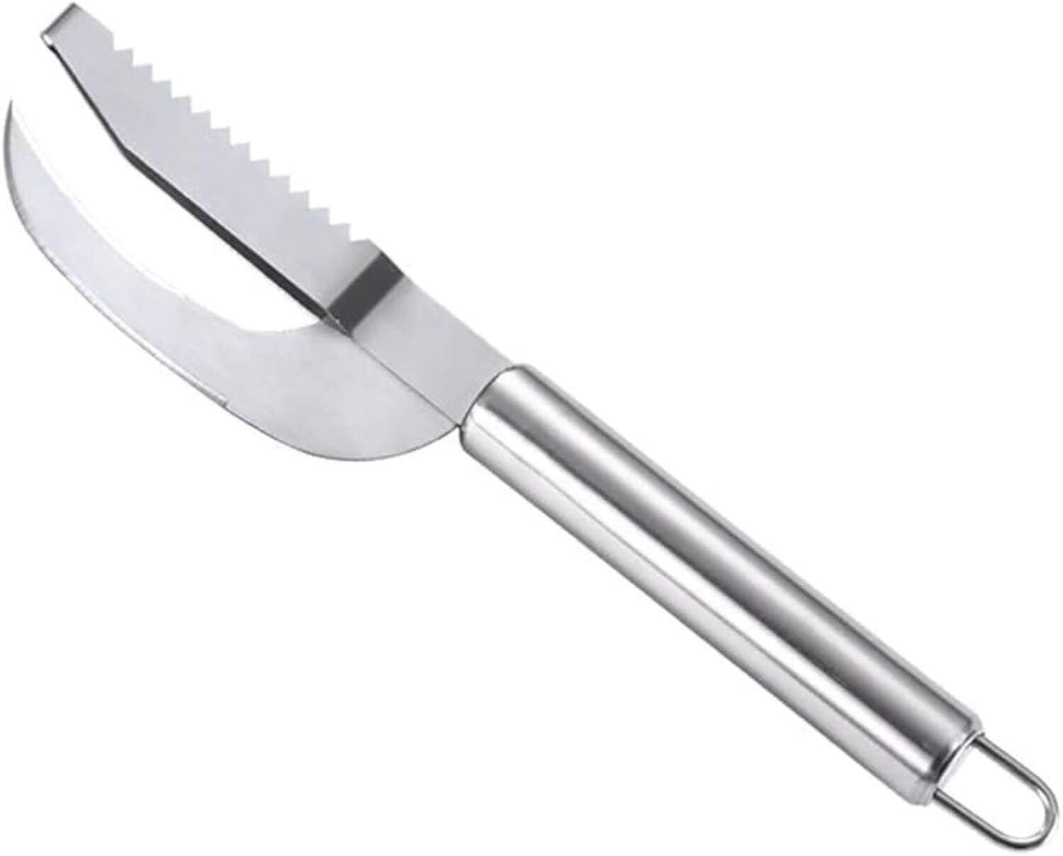 3-in-1 Stainless Steel Fish Maw Knife with Sawtooth Scaler, Fish Scale Remover & Cleaning Brush Scraper, Efficient Kitchen Tool for Easy Fish Cleaning