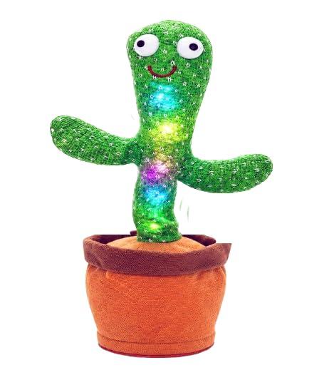 Dancing Cactus Toy for Kids | Talking & Mimicking Function | Interactive Musical Singing Plush Electronic Toy | Voice Recording Repeat Feature with LED Lights