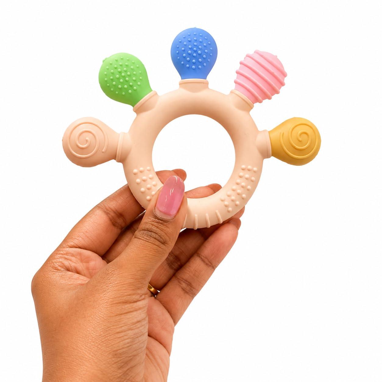 Baby Teether, Soft Silicone Teething Toy for Babies, Teether for Infants (Multi Color)