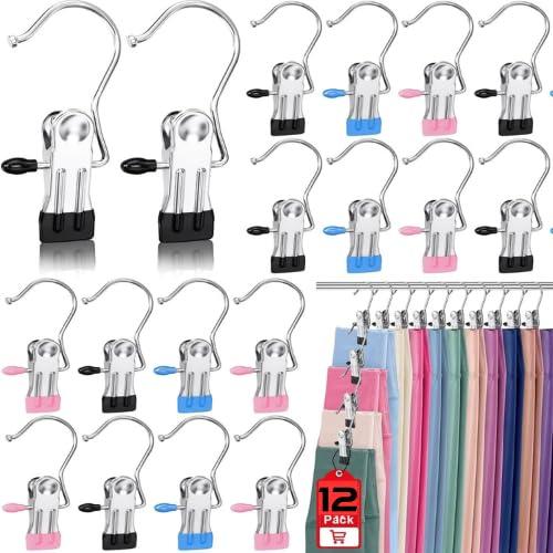 Heavy Duty Cloth Hanger Hooks – Multipurpose Laundry Clips & Closet Organizer – Portable Travel Hangers for Clothes, Towels, Socks, Boots – 6/12/18/24 PCS Durable Pegs (24)