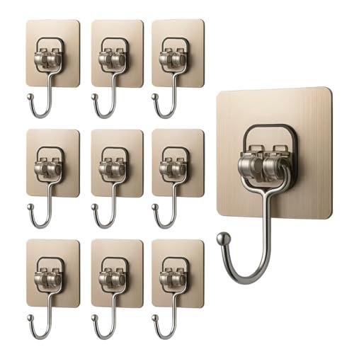 Large Adhesive Wall Hook – Heavy Duty Wall Hanger Hooks for Hanging Without Drill | Waterproof, Rustproof Wall Stick Hooks for Kitchen, Bathroom, Home & Office Use (Big Hook Golden) (5, Golden)
