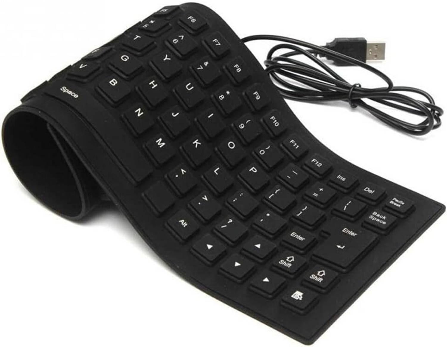 SOCHEP Waterproof Silicone Keyboard Foldable Flexible USB Mini Dustproof Dirt Proof Wireless Handheld Laptop Keyboard Compatible with Desktop, Laptop, Mac