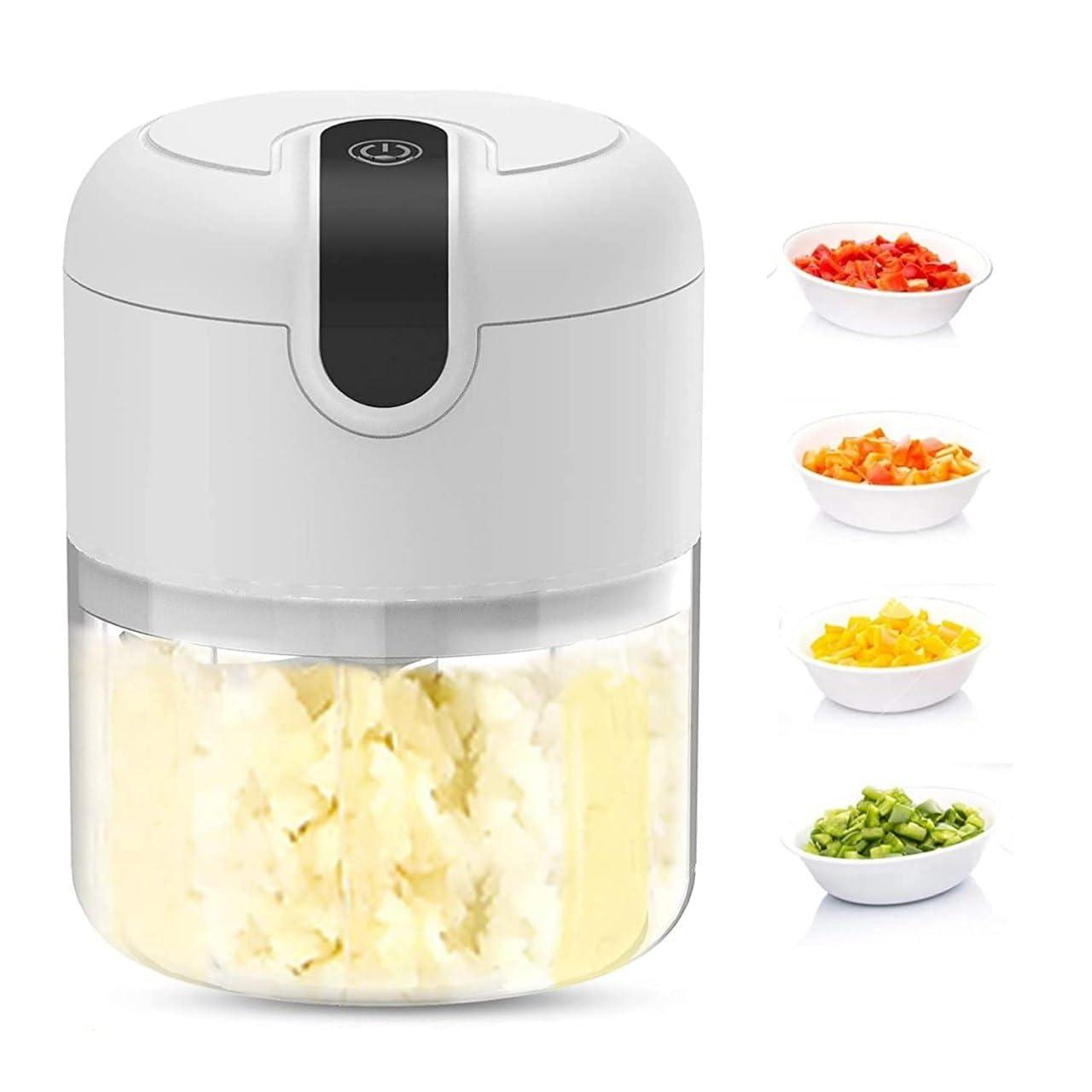 XIBO Electric Mini Garlic Chopper-Waterproof Portable Garlic Choppers Blender Mincer with USB cabel.Rechargeable Garlic Food Processorfor Vegetable, Meat, Nut Chopper (250 ml, Multicolor,)