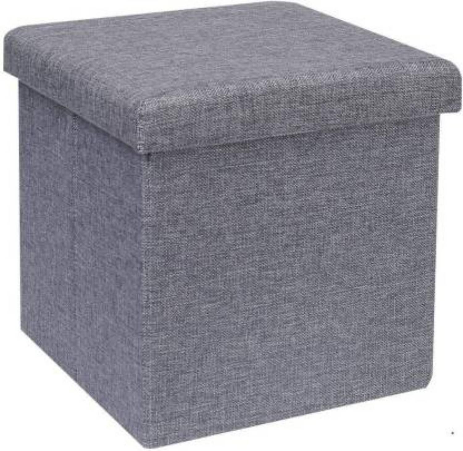 shoparam Cube Shape Sitting Stool with Storage Box Living Foldable Storage Bins Multipurpose Clothes, Books and Toys Organizer with Cushion Seat Lid 30 X 30 X 30 cm Stool