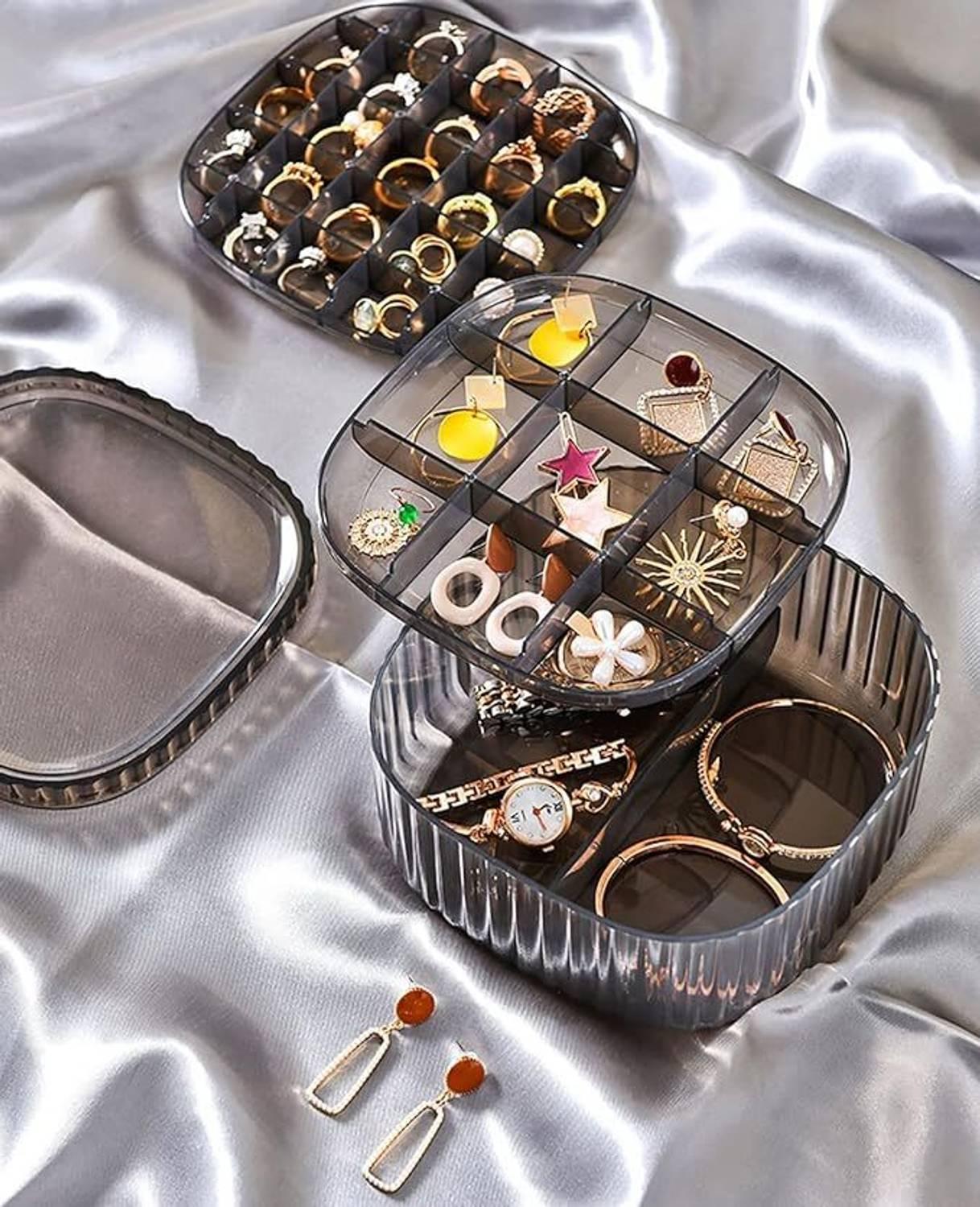 Roscoe Acrylic Jewelry Organizer Case, Tray, Jewelry Boxes Storage Boxes with Chain Multipurpose jewellery Storage Box | Travel Jewelry Case Vanity Box