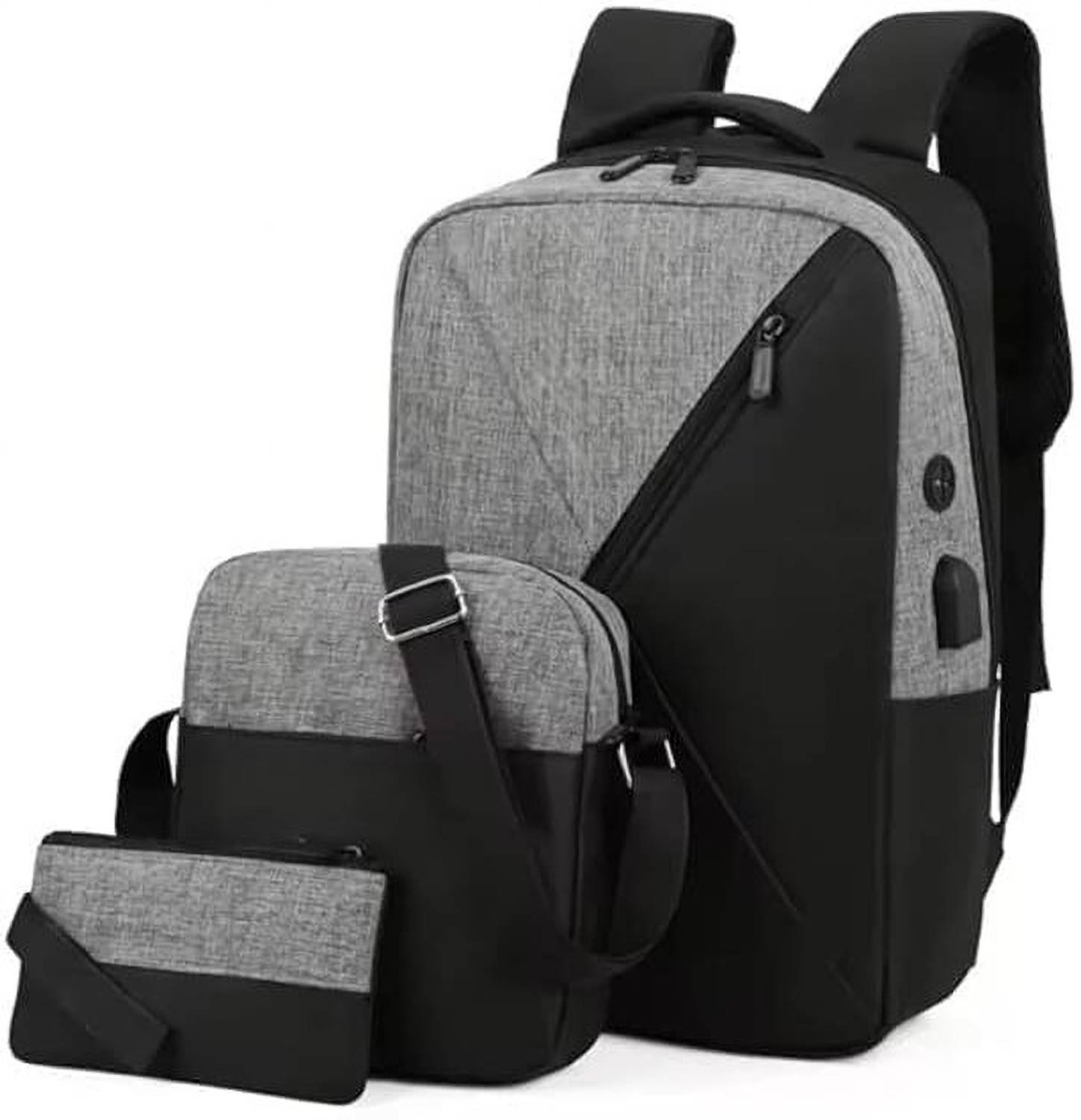 VATTU 3 in 1 Travel Laptop Backpack, School Backpacks, Black & Grey Water Resistant Waterproof Shoulder Bag