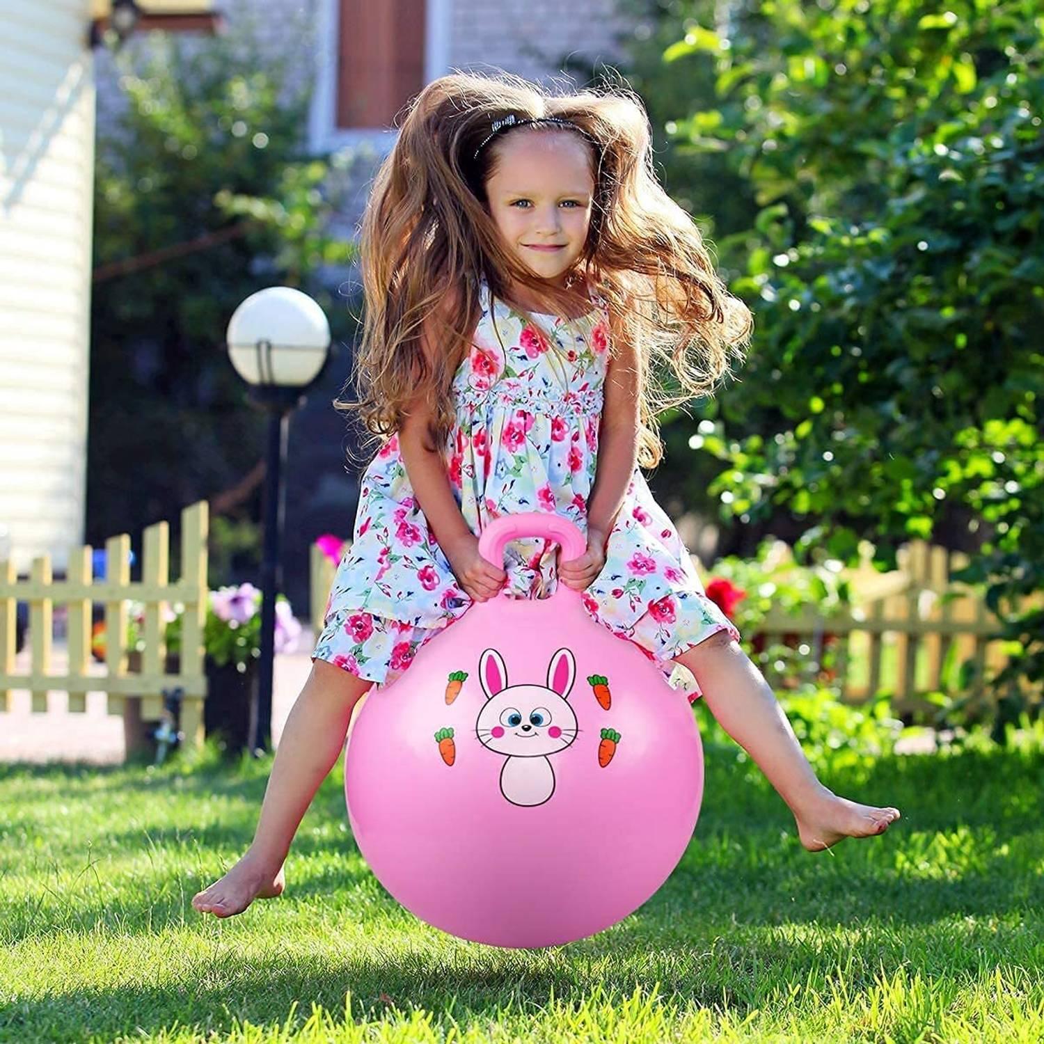 PINOPZA HOP BALL 65CM Rubber Hopper Ball for Kids with Handles 01 Inflatable Ball