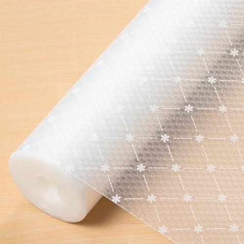 Anti Slip Mat for Kitchen, Drawer, Fridge, Shelf Liner, Food Grade & Washable and PVC Fridge Mat, Multipurpose Kitchen Mats for Cupboard, Cabinet (Flower Mat, 45cm x 3 M)