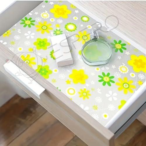 ESPERO Fridge Mats, Kitchen Mat EVA Food Grade Multipurpose Washable Anti Slip Mat/Sheet for Fridge, Shelf Liners for Kitchen Shelves, Table, Kitchen Drawer mat - 300 x 45 cm (Lemon)