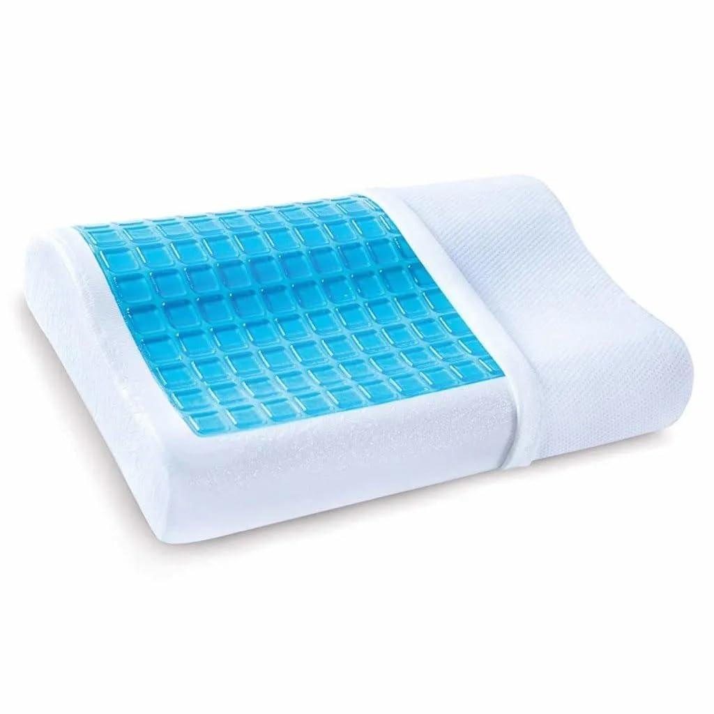 Cooling Gel Memory Foam Contour Pillow, Slow Rebound, Neck and Spine Support, Breathable, White