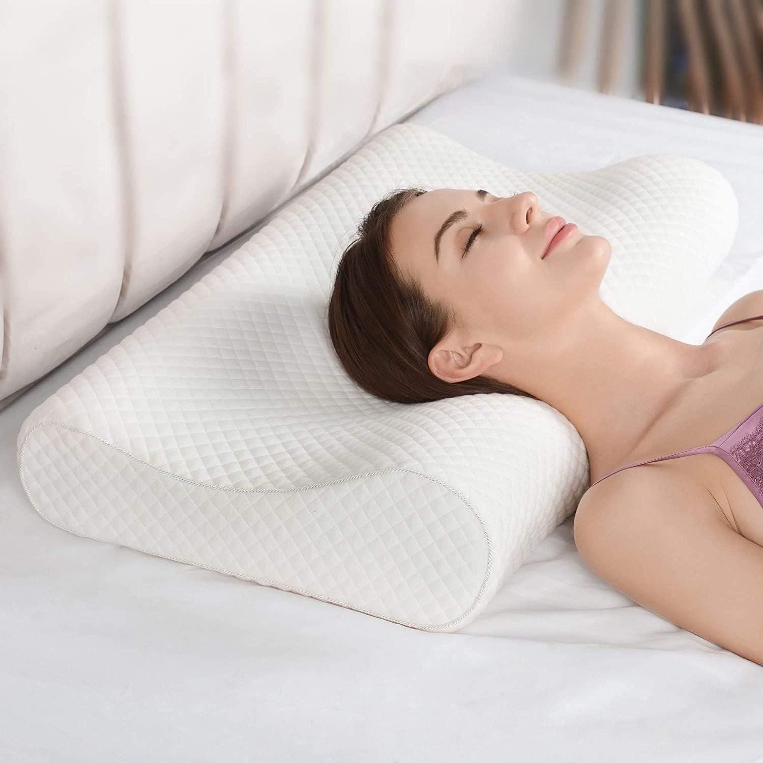 Memory Foam Pillows Neck Pillow Bed Pillow for Sleeping Ergonomic Cervical Pillow Orthopedic Contour Pillow for Side Back Stomach Sleeper | Neck Arch Support Foam Cushion