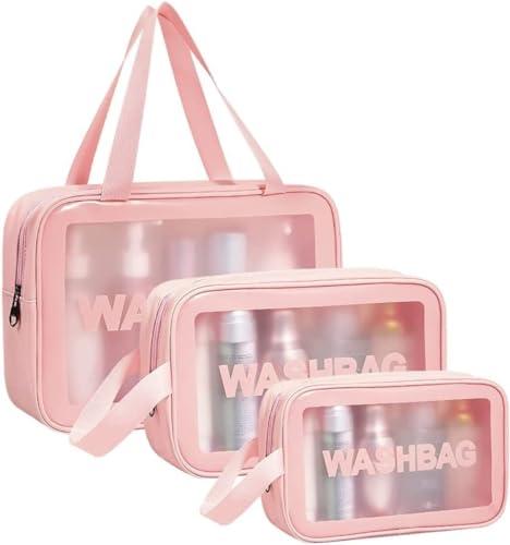 OCEANEVO Makeup Travel Pouch, Cosmetic Bag, Travel kit Pouch for Toiletries, Brushes and Cosmetics - Set of 3 - Washbag Pouch - White