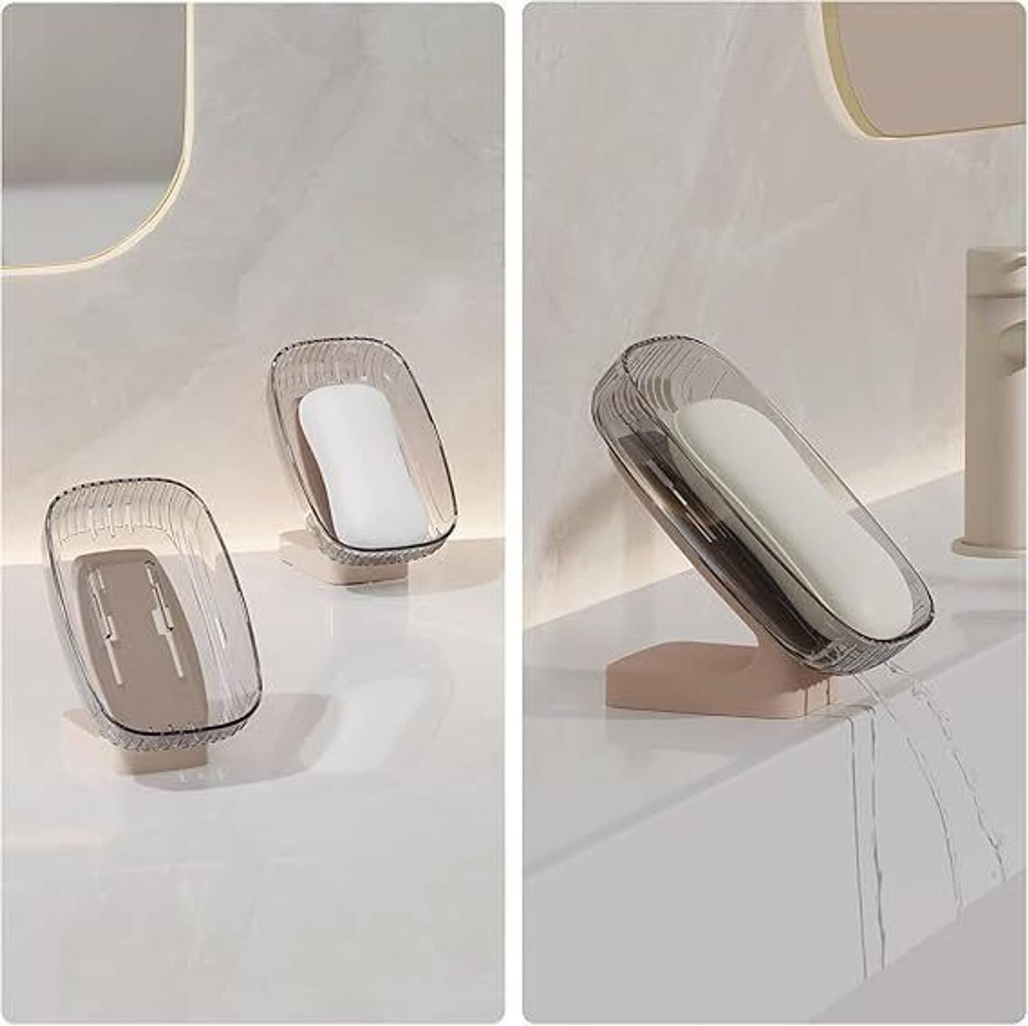 Coreyie Wall Mounted Soap Tray for Bathroom Tile, Tilting Open-Type Bar Soap Holder