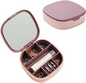 1 PCS Mini Jewelry Organizer Box with Mirror | Travel-Friendly Storage Case for Rings, Earrings & Accessories