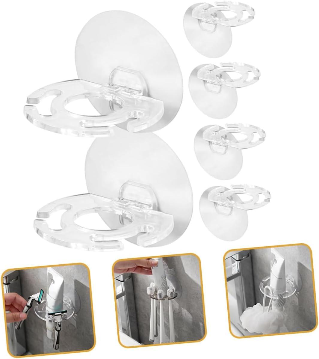Wall Mounted Toothbrush Holder | Self-Adhesive Transparent Bathroom Organizer for Toothpaste, Brushes & Razors - Holds 4 Toothbrushes | No Drilling, Waterproof & Space Saving (1)