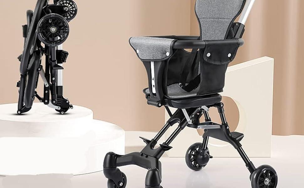 Lightweight Travel Stroller for Baby & Toddlers - Easy Fold & Compact Foldable Travel and Outdoor Use Sunshine and 360 ° Rotating Seat,Adjustable Handle,Soft Wheel,Easy Fold Large Seat Area, Multi-Position Recline Stroller for Infants & Newborn