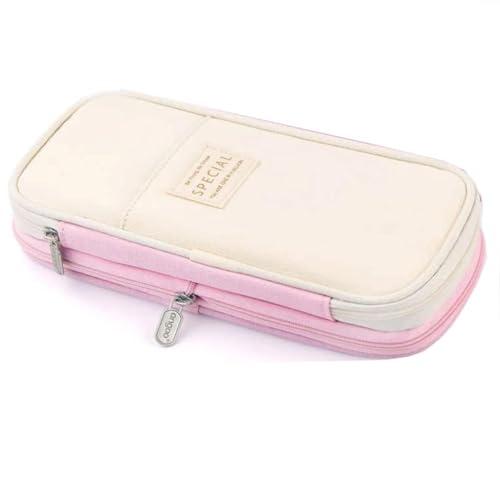 Pencil Case for Girls Boys, Large Pencil Cases, Aesthetic Expandable Special Pen Pouch Bag Stationery Storage Organizer Multiple Compartments Double Zipper for School Kids Students (LIGHT BLUE)