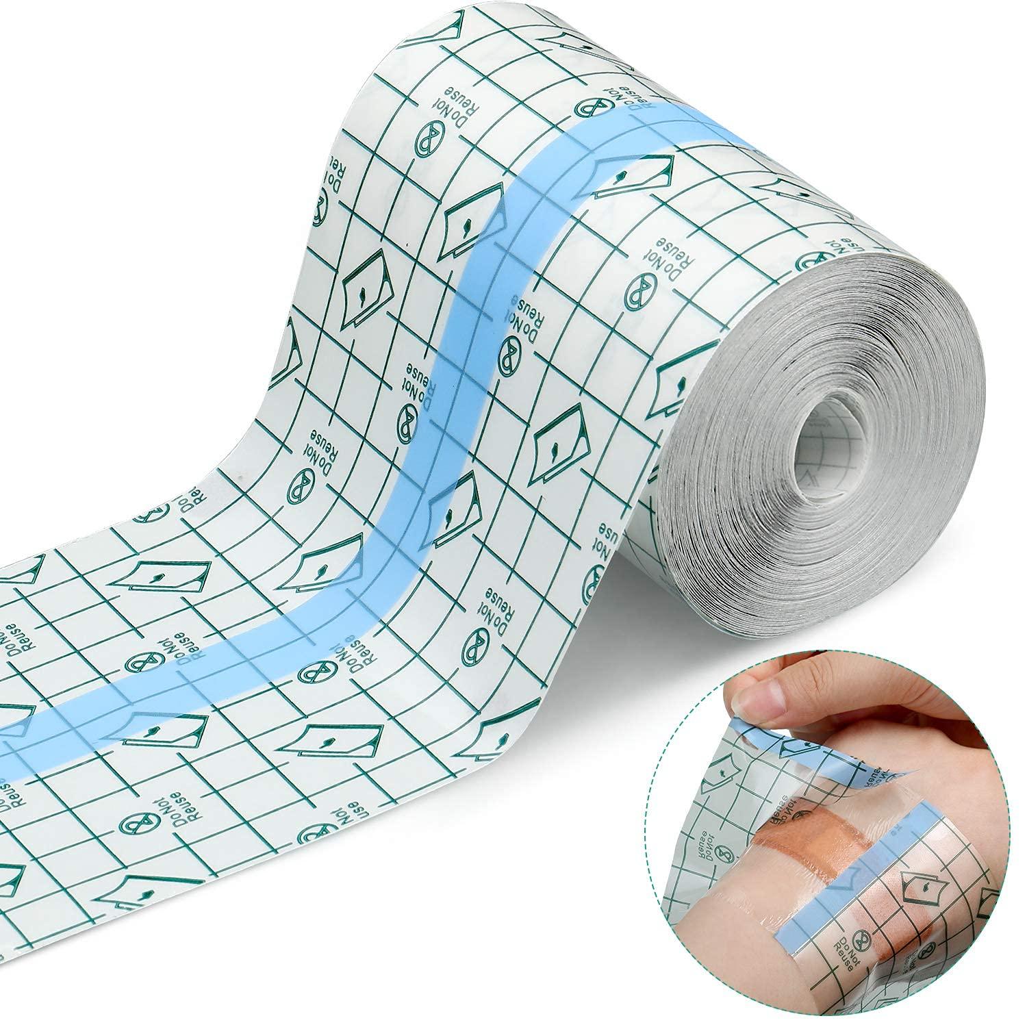 Transparent Stretch Adhesive Bandage Tape, Waterproof Film Self Adhesive Bandages Dressing Tape for Cuts, Shower and Tattoo Skin Protection Bandage Tape Easy Application, 5-cm x 5-METER Roll