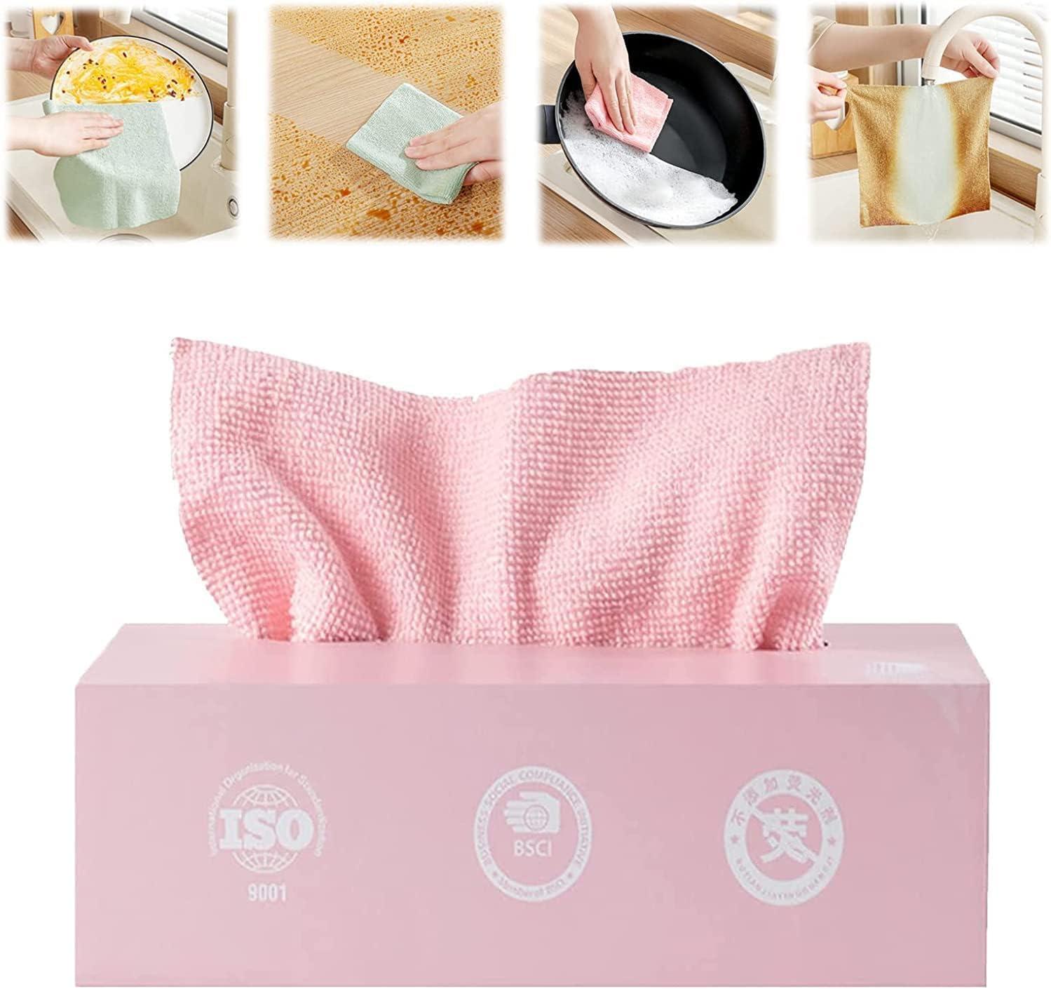Microfiber Cleaning Cloth - 20 PCS Reusable Cloth Wipes for Home Kitchen & Office | Strong Absorbent Cleaning Cloth with Dispenser Box - Multi-Color