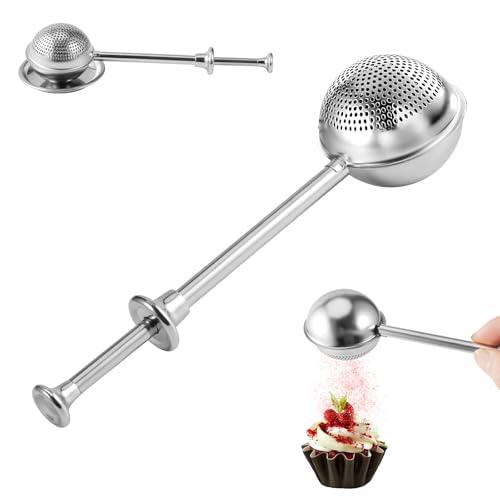 Flour Duster for Baking, 1 PCS Flour Sifter for Baking Powdered Sugar Shaker Duster, 304 Stainless Steel Dusting Wand Sprinkler and Tools,Spices and Tea Strainers (1)