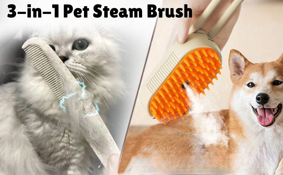 Cat Steam Brush 3 in 1 Pet Hair Removal Comb for Dogs and Cats Multi Functional Grooming Tool to Remove Knotted Hair Massage and Detangle Steam Pet Brush for All Breeds Gentle and Effective