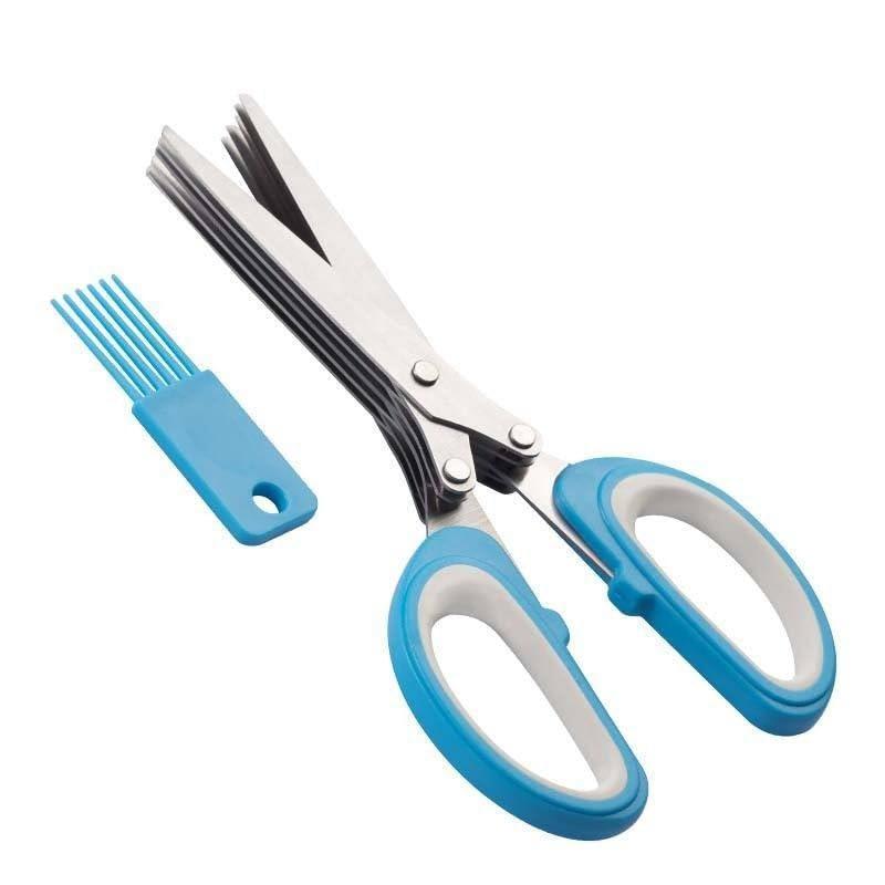 5 Blade Herb Scissors with Cleaning Comb, Stainless Steel Kitchen Scissors for Home, Multipurpose Herb Cutter for Coriander, Mint, Spring Onion, Leafy Greens, Vegetables & Spices