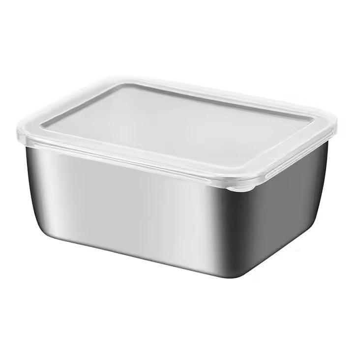 Small stainless steel food tray with lid Square Food Tray with Lid, Rectangle Food Storage Box Container With Clear Lid, Leak Clear Dishwasher Safe, Baking Tray Heavy Duty(2)