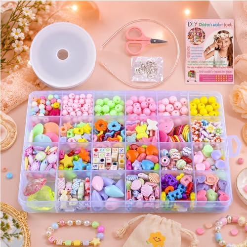 Vinskep Friendship Bracelet Making Kit for Kids - Premium Colorful Beads Jewelry Making Set with Alphabet Beads, Decorative Charms, Elastic Cord & Accessories for DIY Arts & Crafts (Sadi Kit)