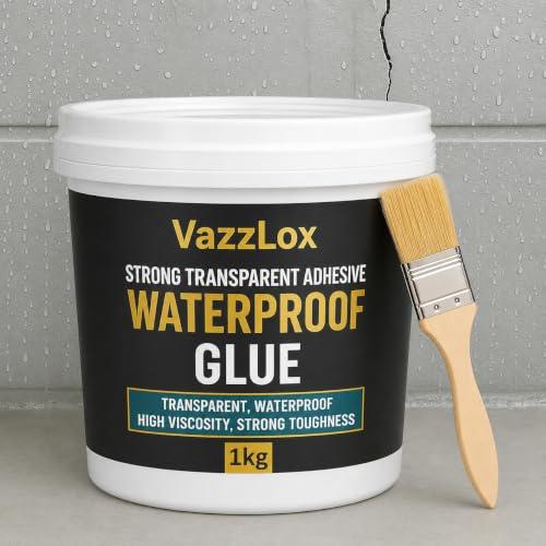 VazzLox Waterproof Glue for Leakage Strong & Transparent Water Proof Glue Plus Brush Epoxy Resin for Water Proofing for Indoor & Outdoor Crack Seal Agent Roof Water Leakage Glue Adhesive Sealant 300gm