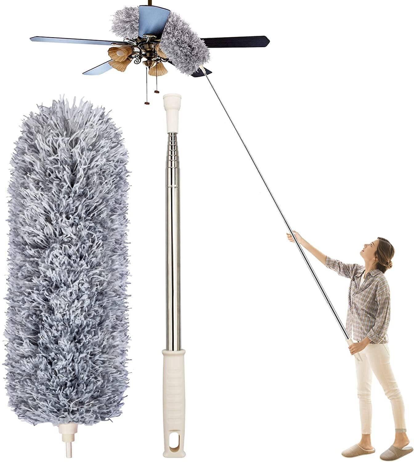 CITYCART Flexible Duster For Fan Cleaning Mop With Long Rod,Spider Web Cleaner Stick, Microfibre Dry Broom