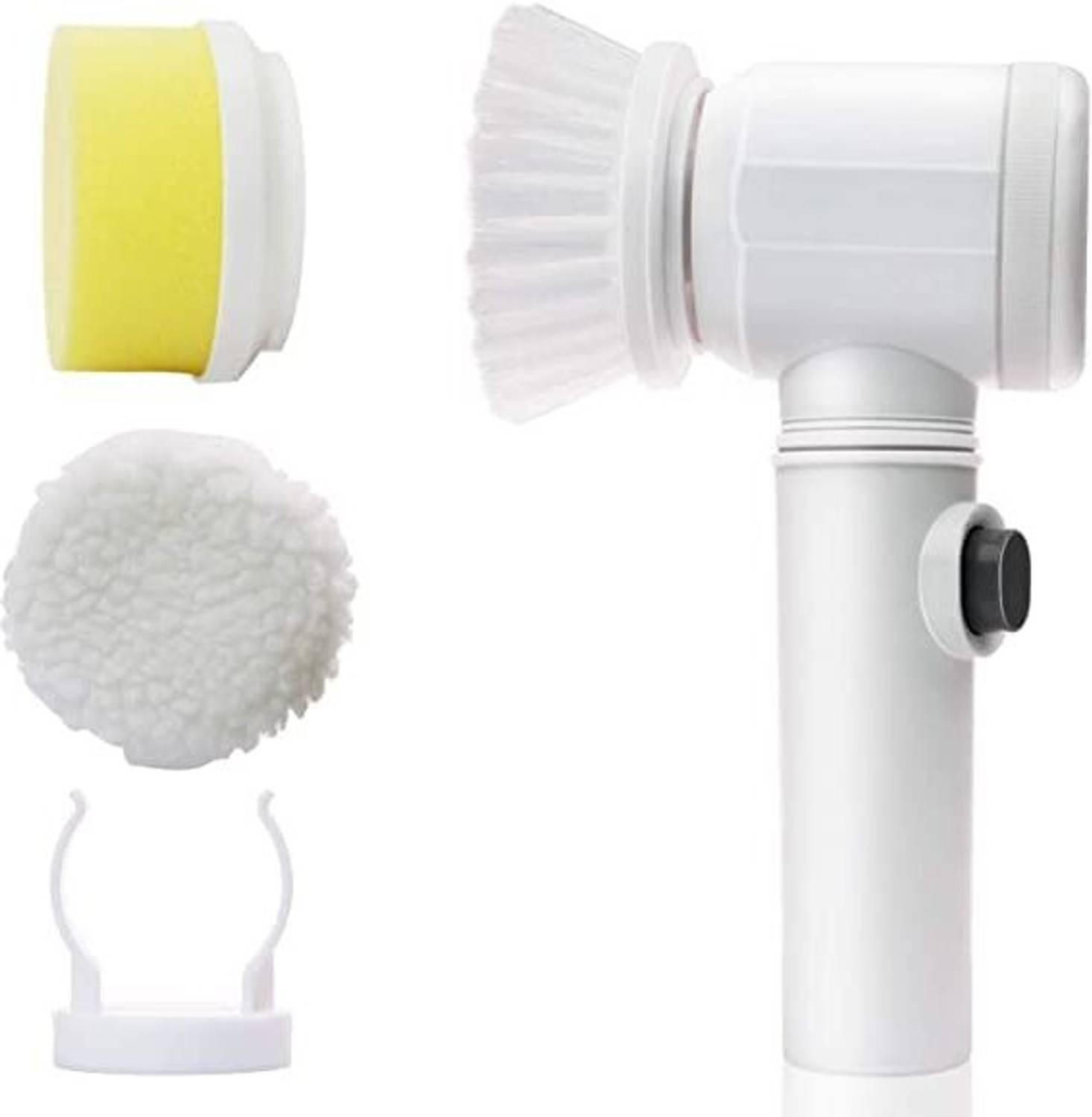 Jeeva 5 in 1 Bathroom Cleaning Brush Electric USB Rechargeable Brush with 3 Brush Head Plastic Wet and Dry Brush