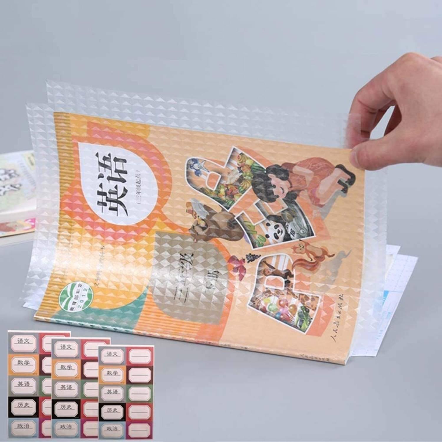 Hidelliya 30pcs Transparent Self Adhesive Book Cover Plastic Waterproof Plastic Book Cover